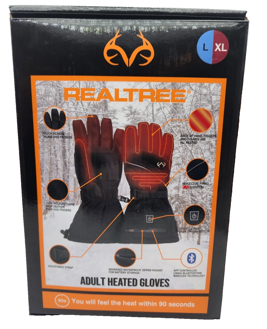 Real tree Heated Multipurpose Gloves Adult L/XL New Sealed Pkg