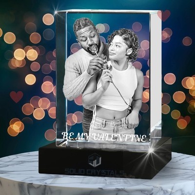3D kleiner rechteckiger Kristall - personalisiertes Fotogeschenk mit Lasergravur