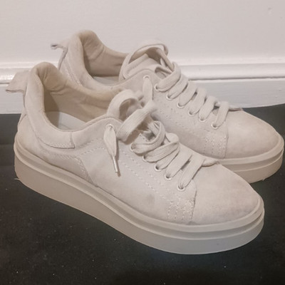 ZARA Men s Beige Canvas Lace-Up Sneakers Rubber Sole EU 39 US 7