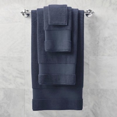 One (1) Frontgate Bath Towel 100% Turkish Cotton 30 x 58 Indigo Blue New