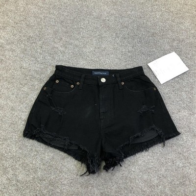 Aeropostale Shorts Womens 6 Black Denim Cutoff Distressed 2.5 Inseam Raw Hem