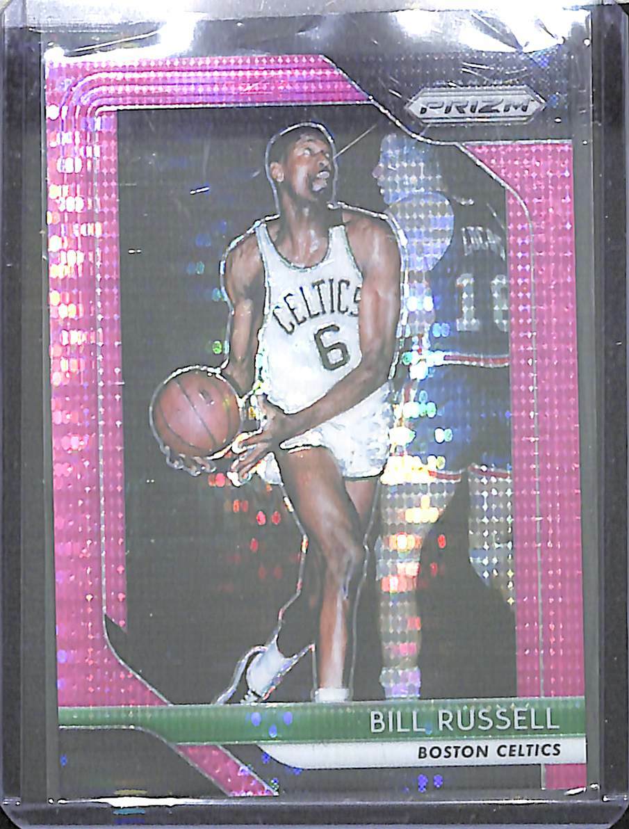 2018-19 Panini Prizm Basketball Pink Pulsar Prizm #25 Bill Russell No 39 of 42