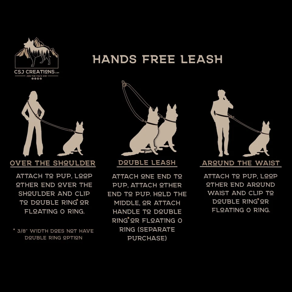 Biothane Hands Free Leash w/Flat Traffic Handle 5/8" width 5.5' length - Image 2 of 4