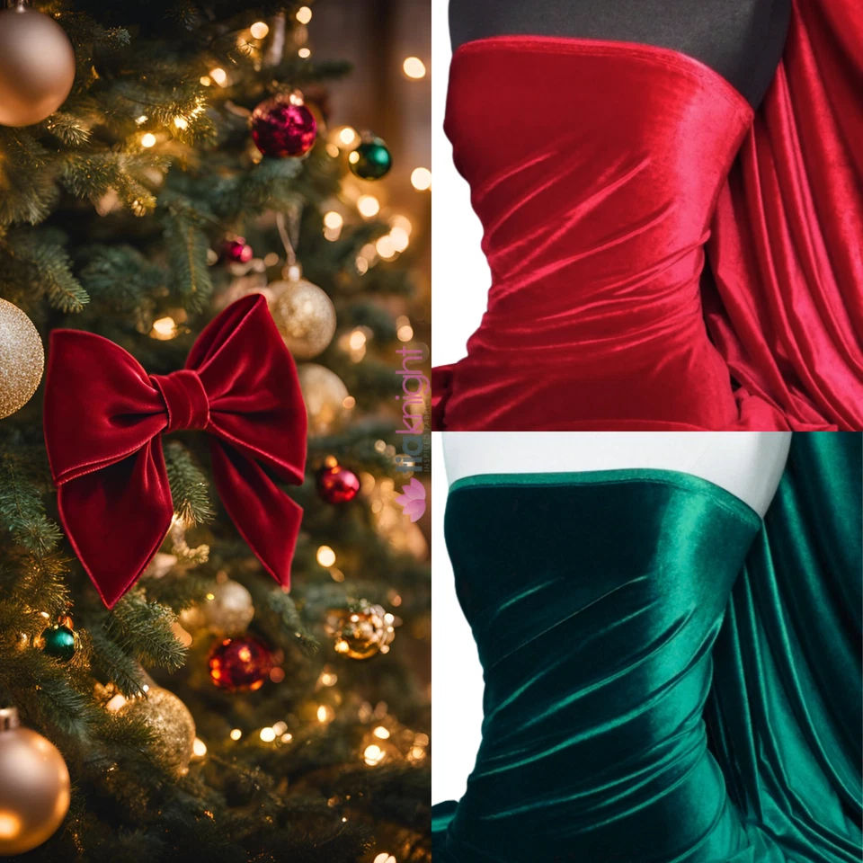 TIA KNIGHT Velvet/Velour Stretch Spandex Festive Dressmaking Decor Crafts Fabric