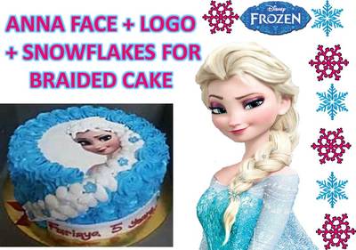 Frozen Elsa Princess Braid Face Logo Snowflakes Cup Cake