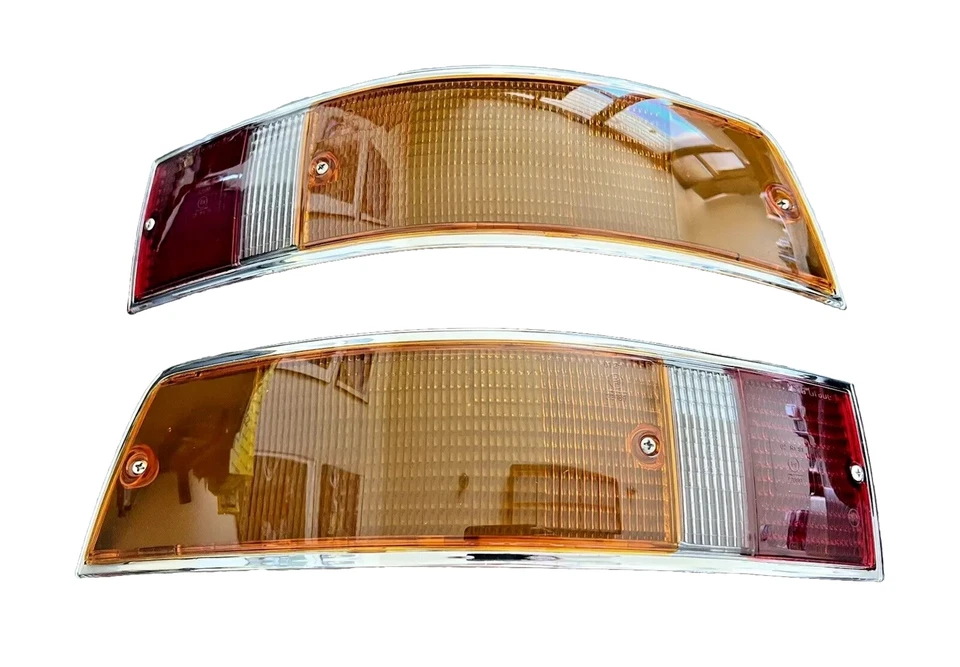 Lente luz trasera señal de giro para Porsche 911 912 930 69-89 euros - moldura plateada Foto 2 de 3