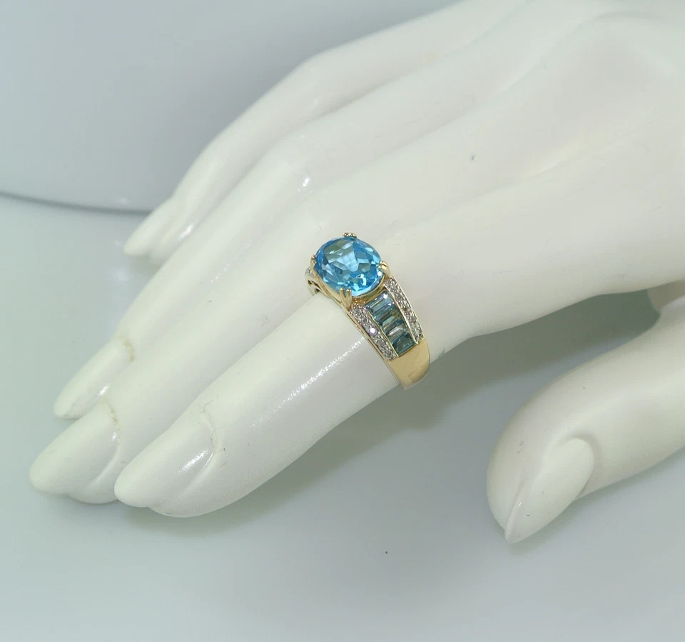 Damenring mit Aquamarin & Diamanten - 375er 9 K Gold (53 (16,8 mm Ø)* - Bild 4 von 4