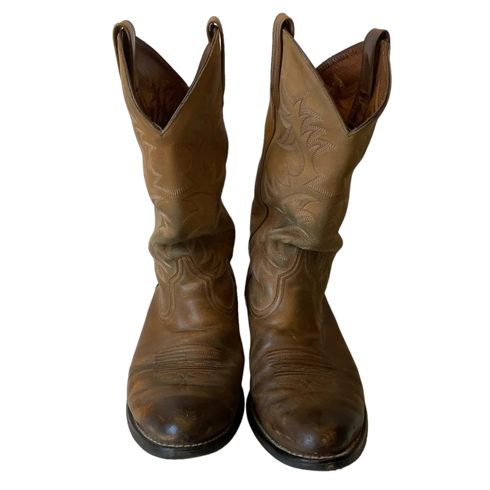 Botas de caubói vintage Ariat 34725 masculinas tamanho 9EE couro ocidental marrom desgastado - Imagem 4 de 4