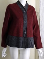 Nwt Habitat Sz S Barn Red Fleeced Modernist Art-to-wear Jacket Super Soft