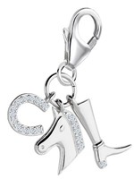 Charm AnhäNger Silber Pferd Hufeisen Zirkonia 925 Sterling Armband Karabiner