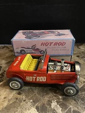 TN JAPAN HOT ROD TIN PISTON FRICTION TOY ROADSTER CAR WITH REPRODUCTION BOX