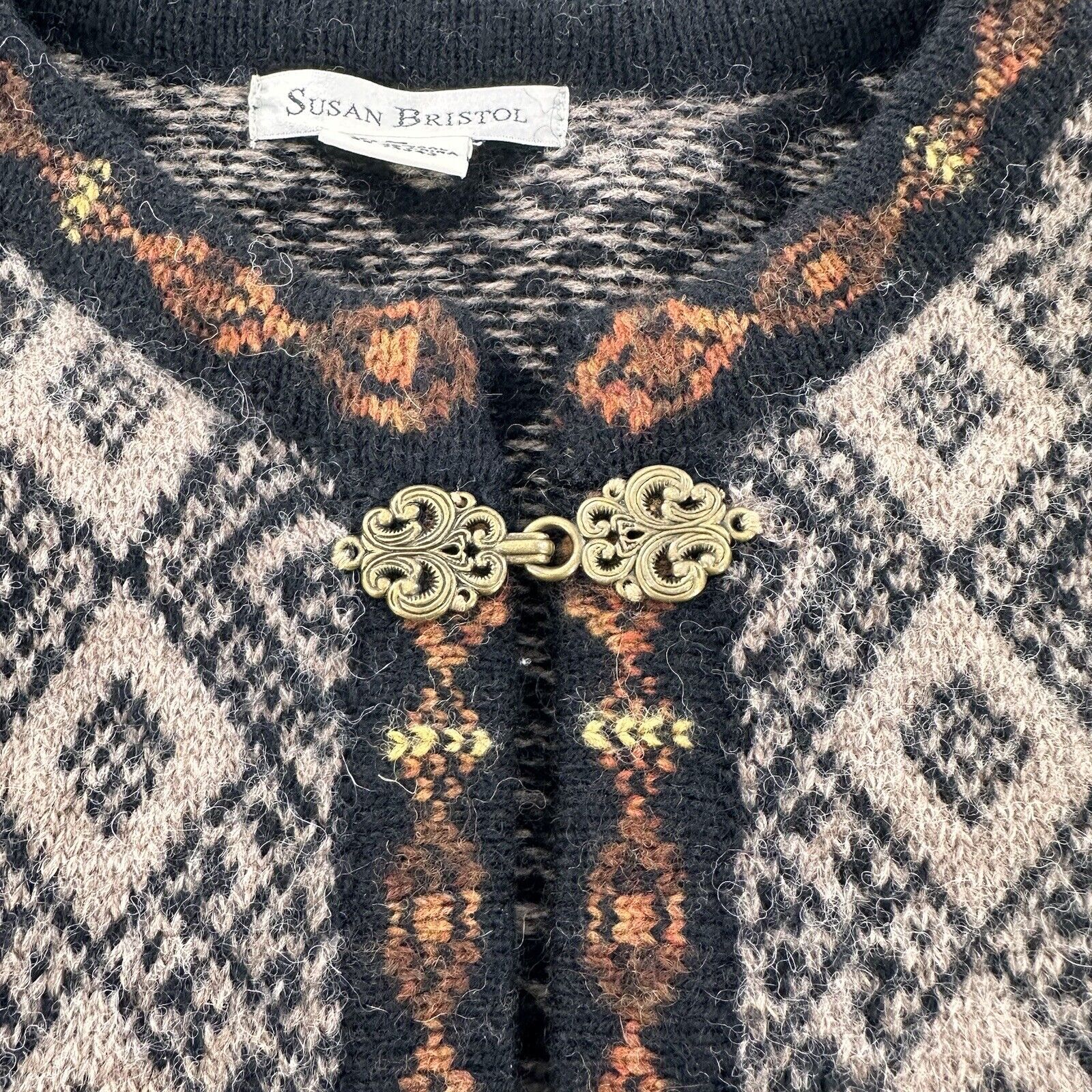 Susan Bristol Wool Nordic Fair Isle Sweater Cardi… - image 6