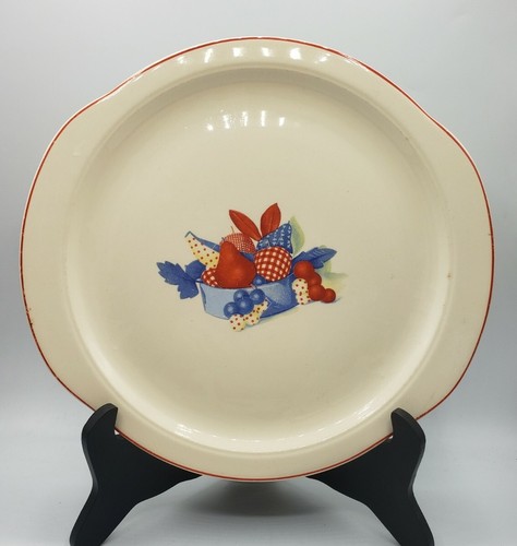 Universal Cambridge Calico Fruit Vintage USA 1940s 11-1/2" Handled Cake Plate