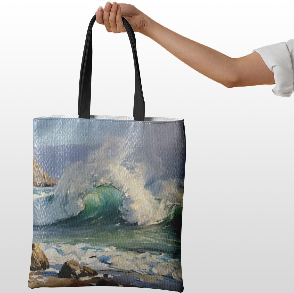 Wave Art Tote Bag - Reusable Shopping Daily Carry Gift Eco-Friendly Stylish