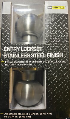Pro Essentials Entry Lockset Stainless Steel Finish New In Box