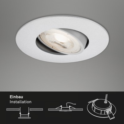 Briloner 9cm 5W Ultraflache LED Einbauleuchte - Chrom Matt, 3er プロフ必読様専用