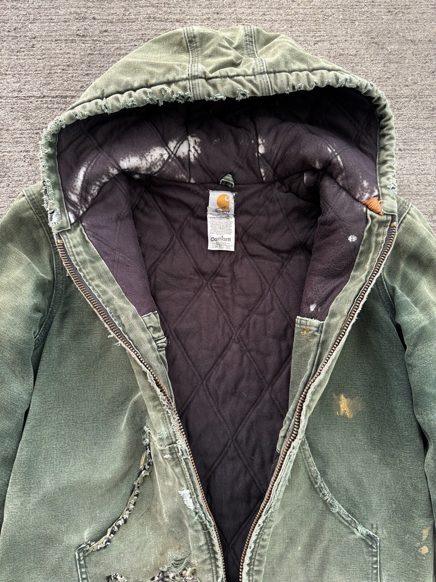 Vintage Faded Green Carhartt J130 Hooded Jacket | eBay