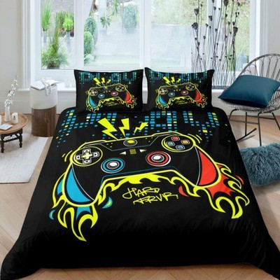 Gamer Gamepad Kids Mobile Game Elements Quilt Duvet Cover Set King Bed Linen