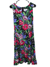 Vintage Caroline Wells 90s Flower Print Midi Dress Size 8