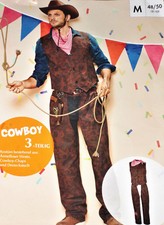 3 tlg.Herren KOSTÜM COWBOY Gr.M L Fasching Karneval Junggesellenabschied NEU