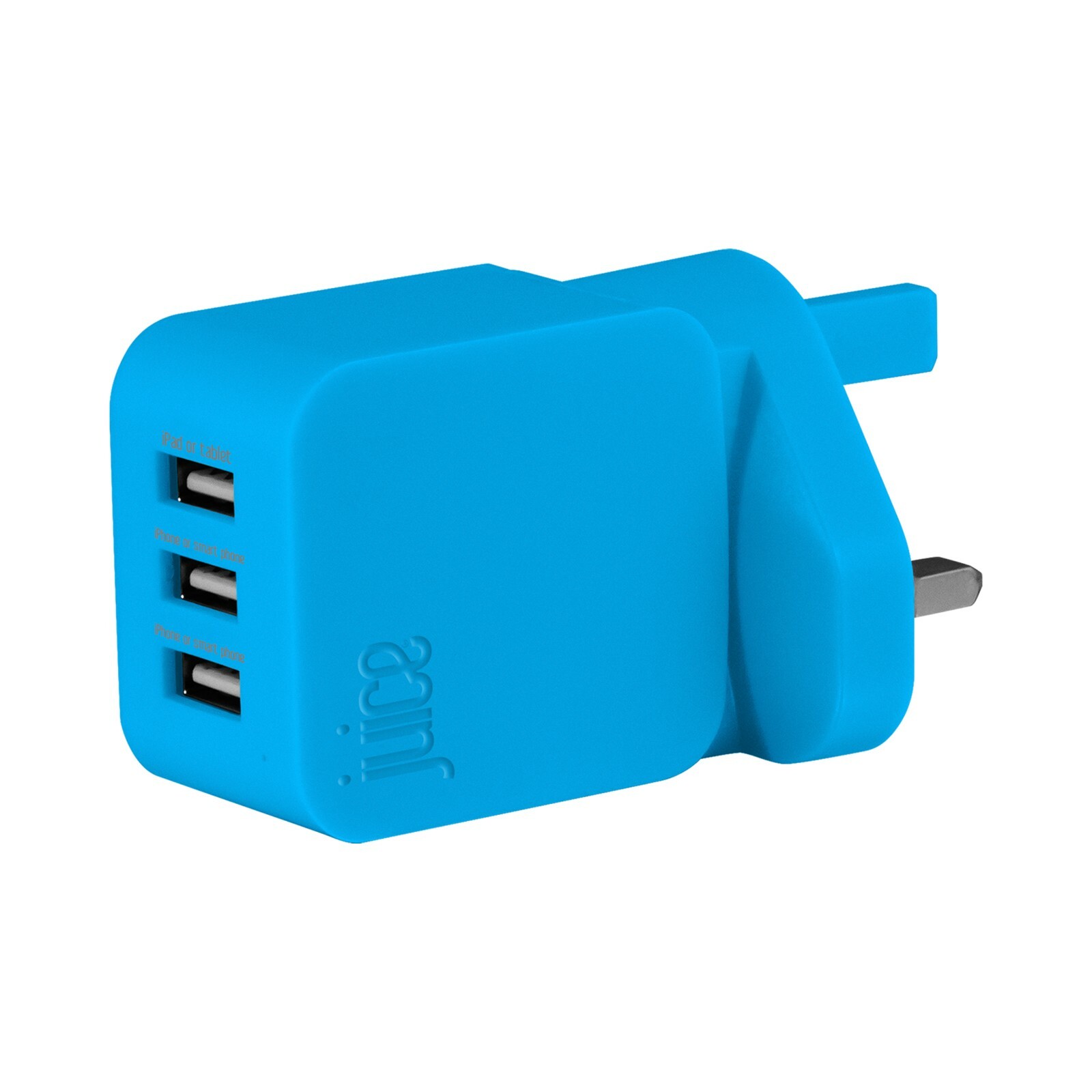 Juice Triple USB Mains Phone Wall Charger in Black for Smartphones 