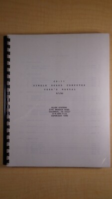 Allen Systems CP-11 Single Board Computer User's Manual 8F B4