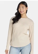 TIME and TRU Womens Thermal Top Size Small 4-6 Beige Mottled knit New