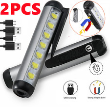 2PCS Mini LED Magnetic USB Penlight COB Flashlights Work Light Pocket Torch Lamp