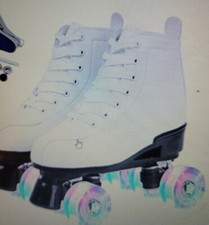 XUDREZ Double-Row Roller Skates Unisex White PU Leather High-top Sz 41 Woman 9