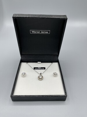 Vintage Hallmarked Sterling Silver Clear Gemstone Necklace