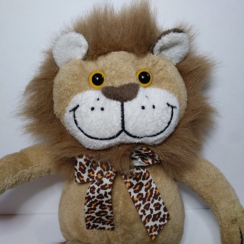 Animal Alley Lion Tan Brown 13" Plush Stuffed Leopard Bow Toys R Us Vintage - Picture 2 of 7