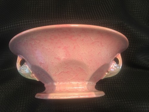 Roseville Tuscany Pink 1927 Vintage Art Deco Pottery Bowl w/ Flower Frog 172-9 - Picture 7 of 15