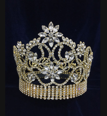 Silver Rhinestone Pageant Round Crown The Alex Series-4″x7.5” Fully Round Crown SILVER - Welcome  main image 2