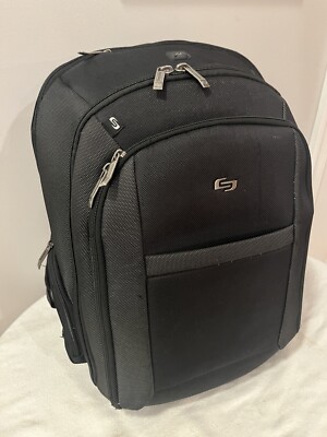 SOLO Brand Black Simple Hidden Pocket Device Laptop Tablet Backpack Carry Bag