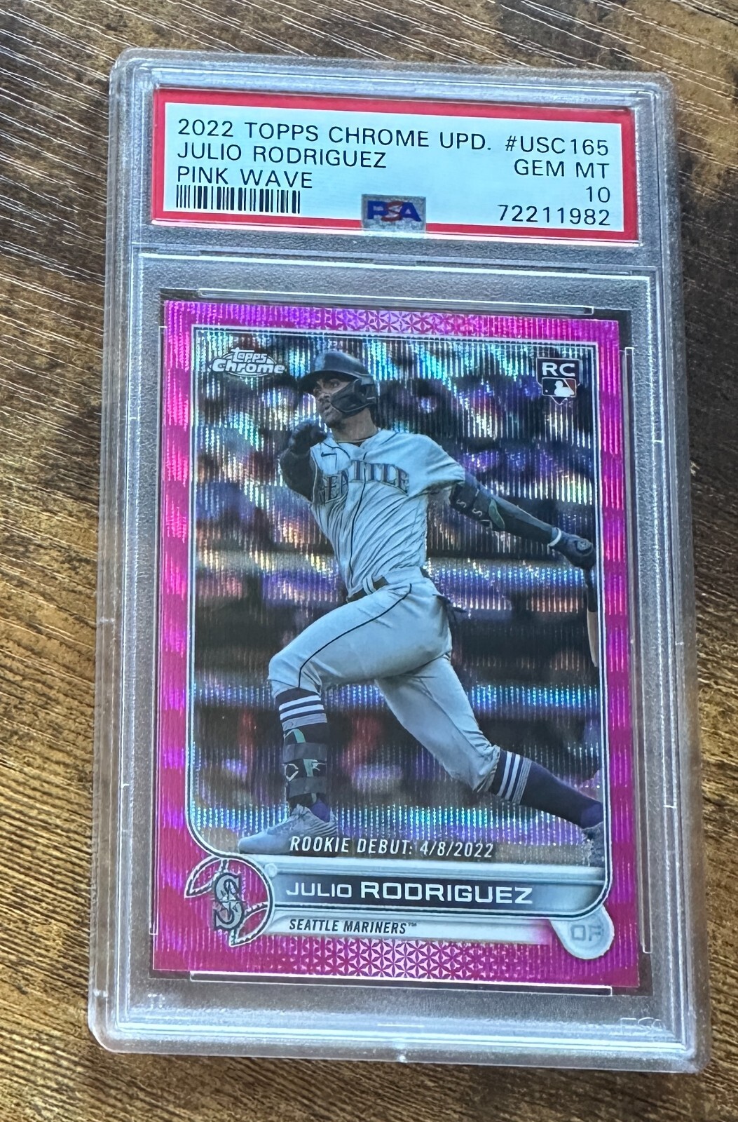 2022 Topps Chrome Update Pink Wave #USC165 Julio Rodriguez RC PSA 10 #S3895