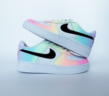 Nike Air Force 1 GS Custom Sneaker Gr. 39 Neon Rainbow Pastell 