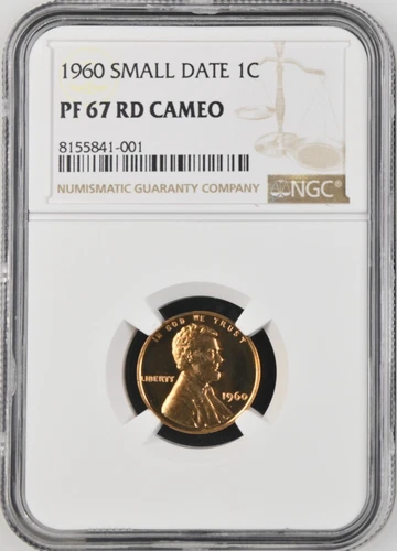1960 Small Date Lincoln Memorial Cent NGC PF 67 RD Cameo