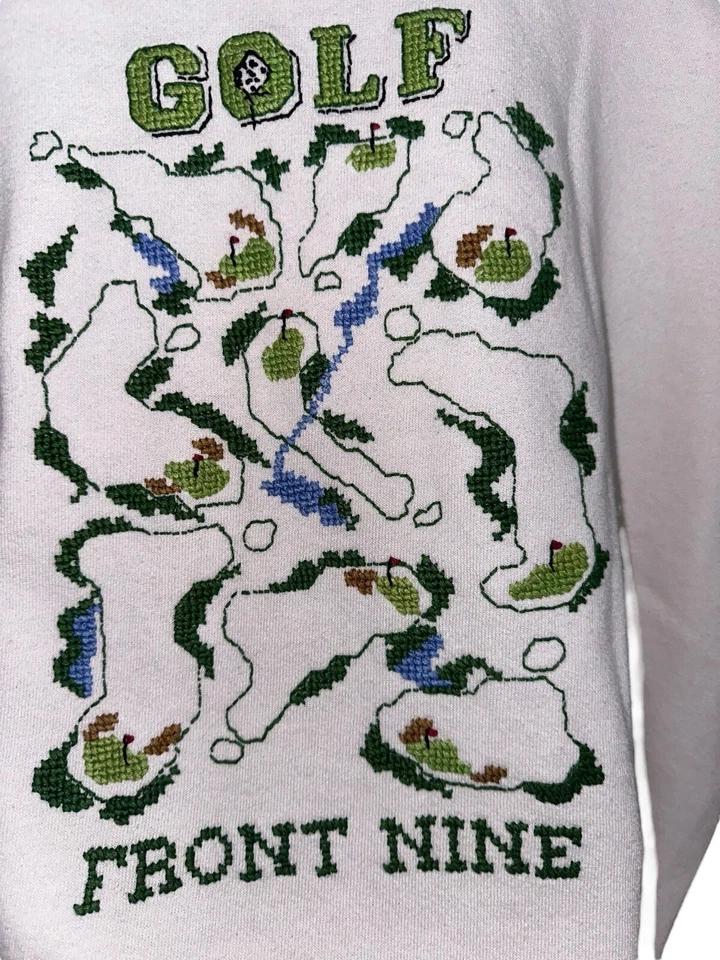 Sudadera vintage Jerzees para mujer talla XL blanca bordada a mano golf parte delantera trasera”  Foto 2 de 4