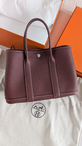 Authentic Hermes Garden Party 30 Bag Negonda Leather Rouge H SHW Used - Picture 7 of 24