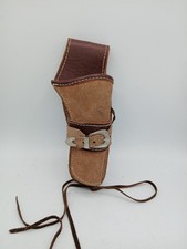 Vintage Western Suede Leather Revolver Holster Silver Buckle Cowboy Style