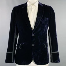 PAUL SMITH Size 42 Navy Black Velvet Viscose Blend Notch Lapel Sport Coat
