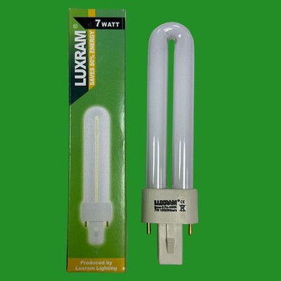4x 7W Luxram G23 2 Pin Low Energy CFL PL-S PLS Glühbirne 4000K kaltweiß Lampe