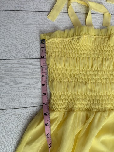 Modcloth Amarillo Verano Solero Acampanado Calado Talla Grande Correas de Corbata - Imagen 11 de 19