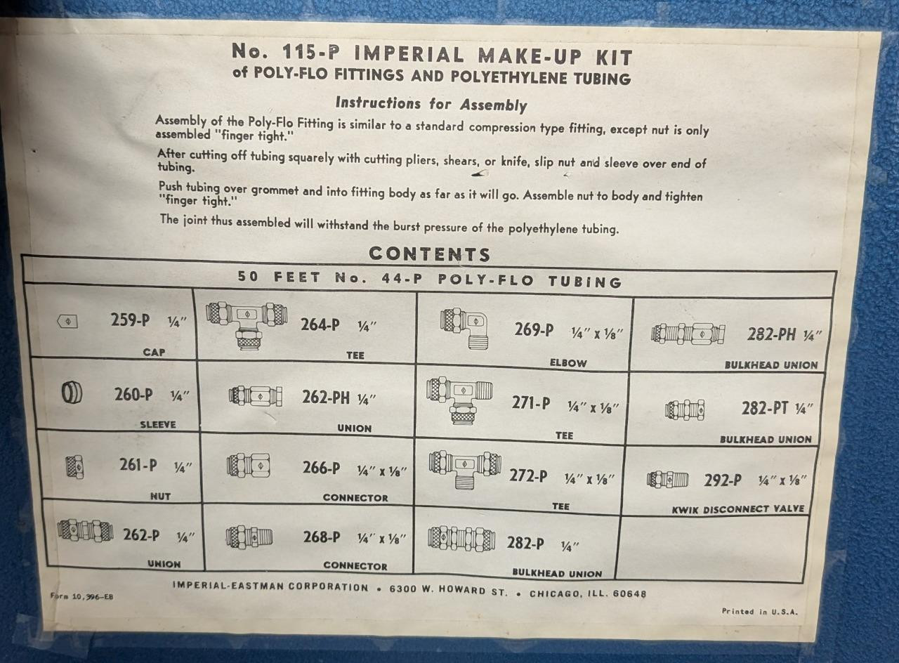 Imperial No. 115-P Make-Up Kit of PolyFlo Fittings & Polyethylene Tubing