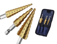 3Pcs 1/4" Hex Shank Drive Quick Change High Speed Steel Titanium Step Drill #212
