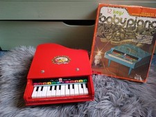 BEILEI pianino dziecięce czerwone 12 kluczy naturalne drewno lata 50. instrument muzyczny vintage