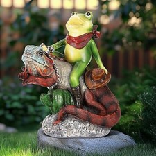 Outdoor Statue Ornament, Home Decor Frogs Figurine Lizard Frog Garden Statues Ou