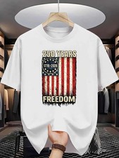USA 250 Years Freedom T Shirt American Flag Patriotic Graphic Casual Tee