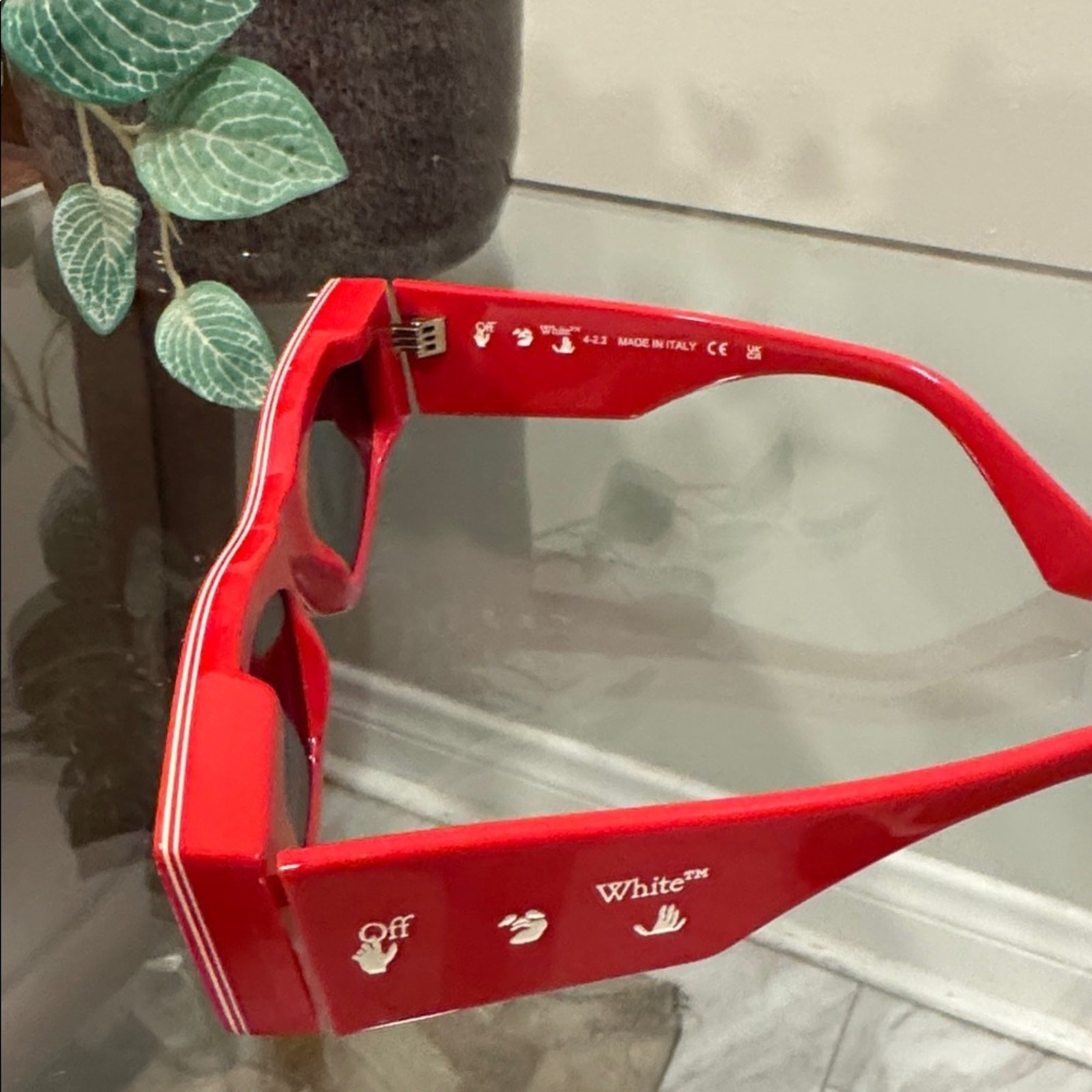 OFF WHITE Andy  Rectangular Sunglasses - RED - BR… - image 5