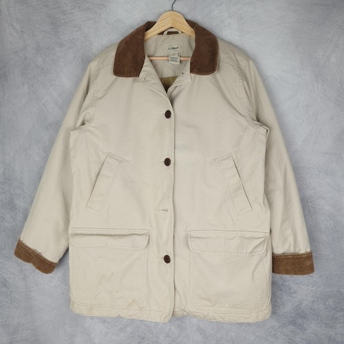 Cappotto LL Bean Barn donna grande marrone trapuntato foderato cappotto lavoro velluto a coste colletto - Foto 2 di 20